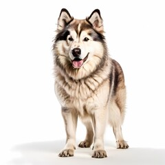 Greenland dog breed standing against white background, AI Generated