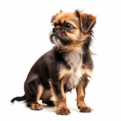 Griffon bruxellois dog breed standing against white background, AI Generated