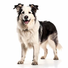 Fototapeta premium Greek shepherd dog breed standing against white background, AI-Generated
