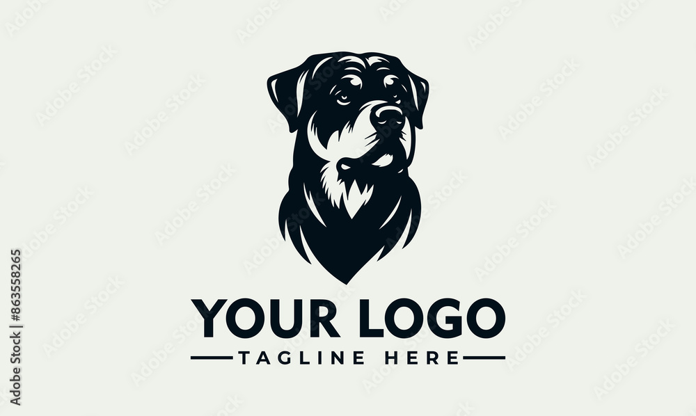 Poster Rottweiler Pet Dog Vector Logo Embrace the Power, Confidence, and Unwavering Spirit of the Rottweiler with the Enchanting Rottweiler Dog Vector Logo