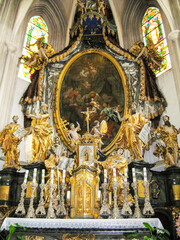The main altar in main hall of Zhelivsky Monastery building in Zeliv in Czech republic