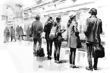 PNG Peoples waiting footwear sketch adult.