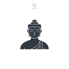 Buddha Statue Icon symbol vector illustration isolated on white background