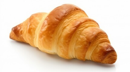 Fresh Golden Croissant on White Background