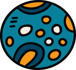 A black and white drawing of a planet