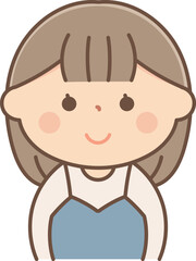 微笑む女性の正面のイラスト
