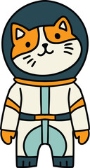 A black and white drawing of a cat in a spacesuit