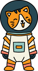 Obraz premium A black and white drawing of a cat in a spacesuit
