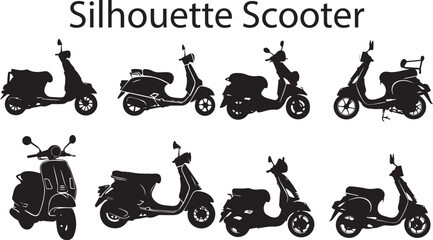 Obraz premium Scooter Abstract Silhouette Vector Graphics Pack