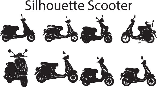 Scooter  Abstract Silhouette Vector Graphics Pack