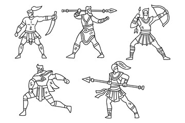 A group of men dressed in ancient Roman holding weapons