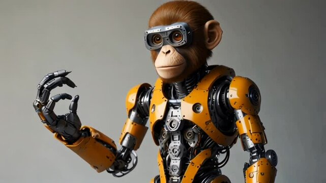 Roboted monkey with hair 