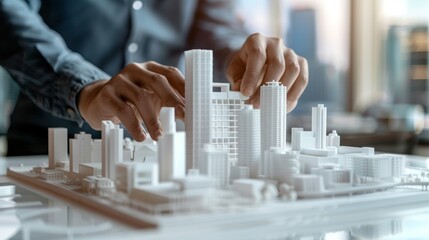 Innovative Construction 3D Printed Office Building Integrated into Futuristic City Model Concept of Modern Architecture and Technology