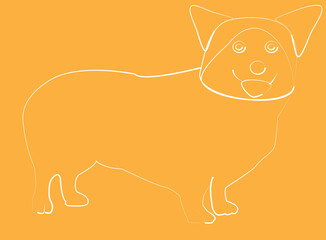 A vector art of a dog on orange background.