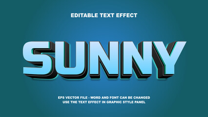 Editable Text Effect Sunny 3D Vector Template