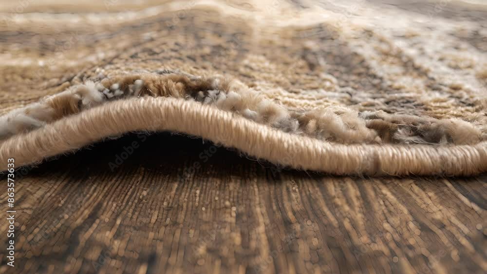 Poster a closeup of the edge of the rug displaying the impeccably woven border that adds a touch of eleganc