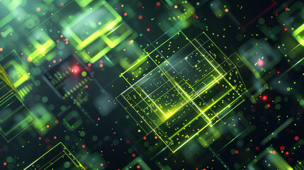 Obraz premium Black and Neon Green Geometric Design 