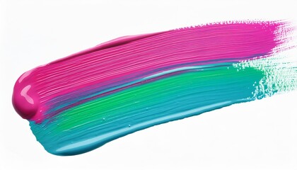 Abstract shape formed by the blending of turquoise and pink paint