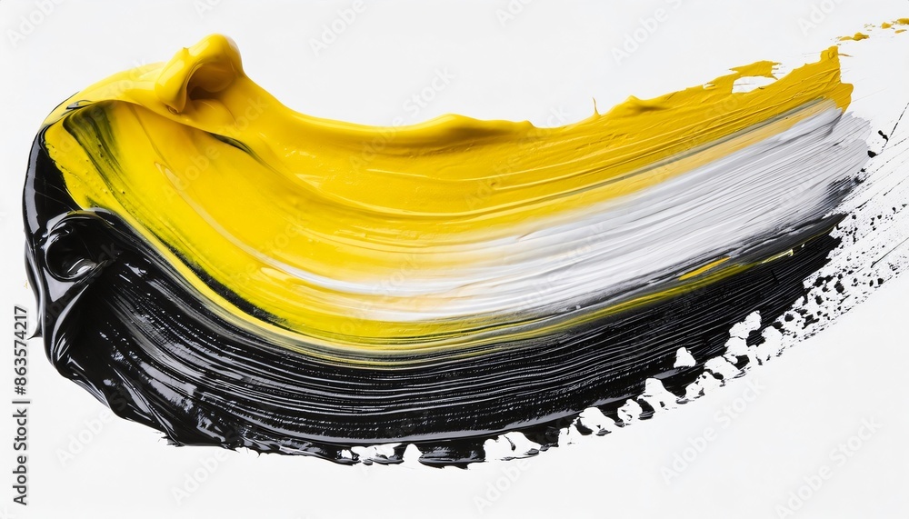 Wall mural Creating abstract art with a messy brush stroke using yellow, black, and white paint