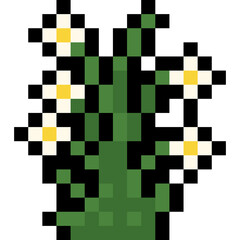 Fototapeta premium Pixel art little white flower icon 2
