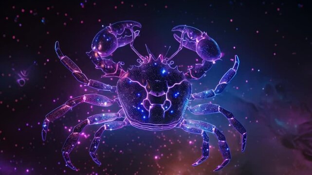 cancer crab astrology and zodiac sign purple with stars, universe Generative AI