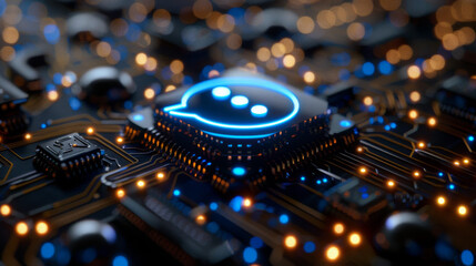 Chat Icon Integrated with Circuit Background
