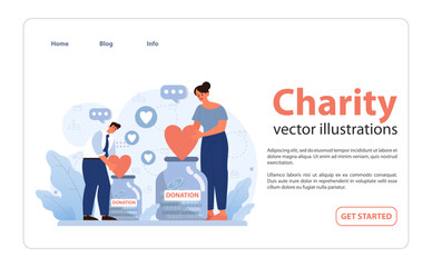 Charity and charitable foundation web banner or landing page.