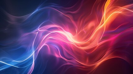 Glowing and smok blue and red waves on red, blue, black background, Generate AI.