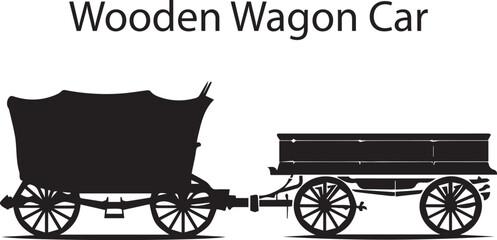 Fototapeta premium Wooden Wogan Vehicle Abstract Silhouette Vector Graphics Pack