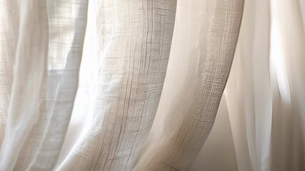 Light and Airy This closeup image showcases the lightweight and airy feel of a linen curtain with its soft and billowy texture adding a sense of movement and grace.