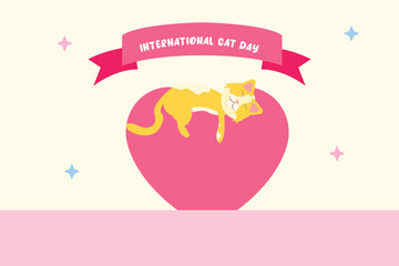 International Cat day concept. Colored flat vector illustration isolated.
