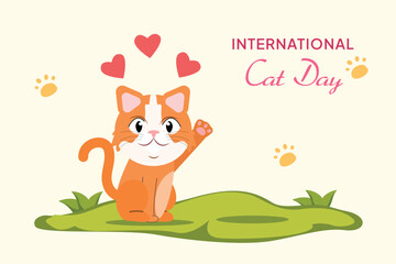 International Cat day concept. Colored flat vector illustration isolated.
