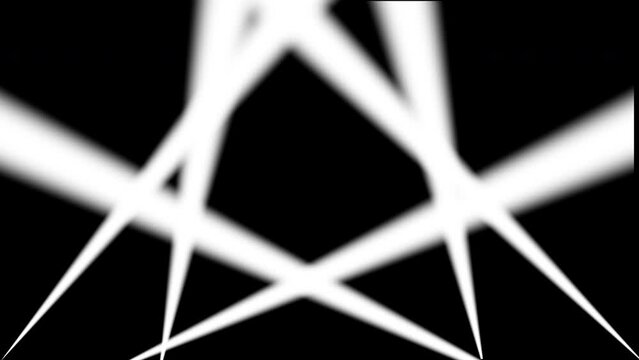 Six white spotlights shine upward and move dynamically against a dark background, creating a dramatic and energetic atmosphere. High quality 4k footage