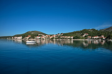 Scenic view of the town on Adriatic coast in Croatia