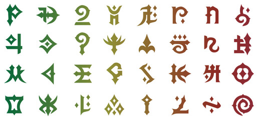 Tribal alphabet and symbol icon set