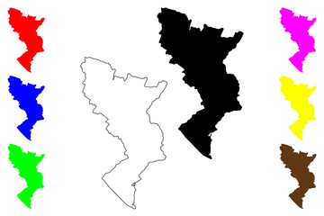 Eastleigh Non-metropolitan district, borough (United Kingdom of Great Britain and Northern Ireland, ceremonial county Hampshire or Hants, England) map vector illustration, scribble sketch map