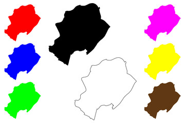 Gloucester City and Non-metropolitan district (United Kingdom of Great Britain and Northern Ireland, ceremonial county Gloucestershire or Glos, England) map vector illustration, scribble sketch map