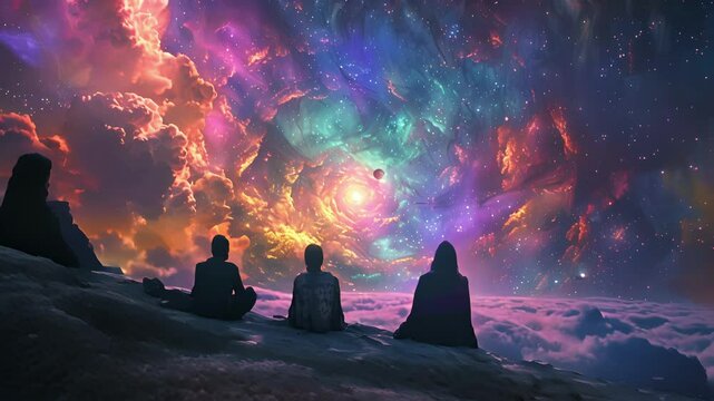 A group of friends gather together for a guided astral projection session eager to explore new dimensions and unlock the secrets of the universe.