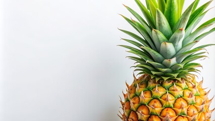 Fototapeta premium A close-up shot of a vibrant pineapple leaf against a clean white background, pineapple, leaf, tropical, exotic, vibrant