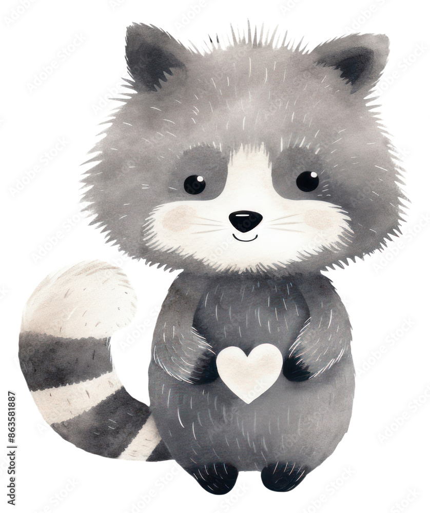 Sticker PNG Raccoon mammal animal cute.