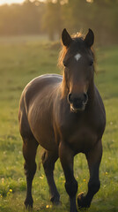 Fototapeta premium a horse that is walking in the grass