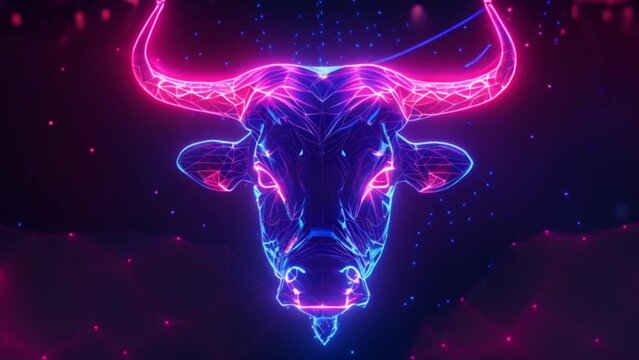 taurus bull head with glowing lights astrology and zodiac sign Generative AI
