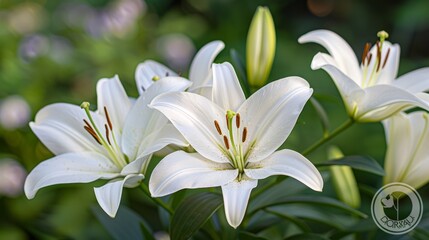 Obraz premium White Lilies in the Garden 