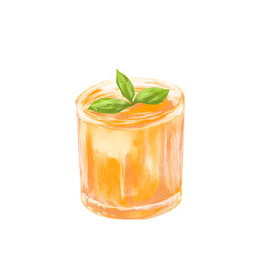 orange mocktail bar cafe menu illustration
