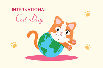 International Cat day concept. Colored flat vector illustration isolated.