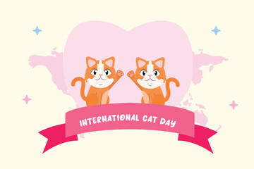 International Cat day concept. Colored flat vector illustration isolated.