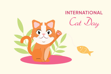 International Cat day concept. Colored flat vector illustration isolated.