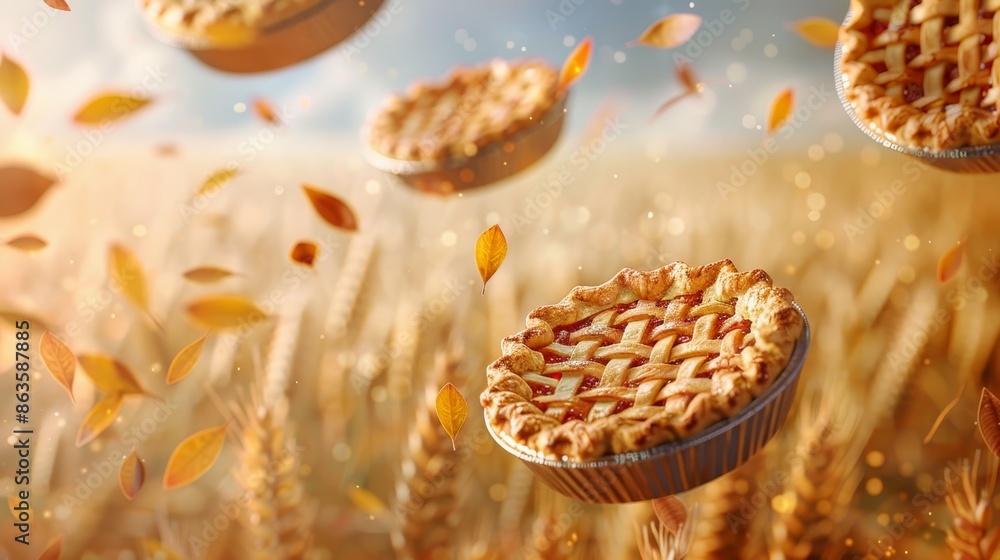 Wall mural Gourmet Miniature Pies A Harvest of Delight in Autumn's Glow