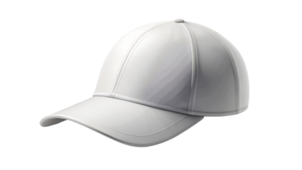 A blank white baseball cap, a popular headwear choice for sports and casual wear