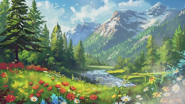 Forest and mountain anime
